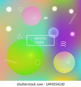 Inspiring colorful modern background. Dynamic backdrop with colored bubbles and white shapes. Vector illustration layout. Blue easy editable and soft painted banner template.