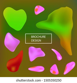 Inspiring colorful modern background. Fresh backdrop with colored shapes and white text. Green and pink painted, natural screen design for user interface or mobile app.