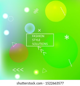 Inspiring colorful modern background. Fresh backdrop with colored bubbles and white shapes. Vector illustration flyer. Green easy editable and soft painted banner template.