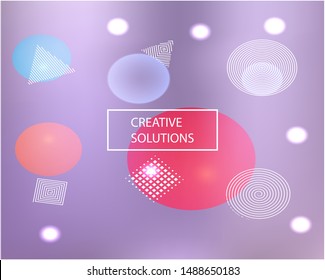 Inspiring colorful modern background. Vector illustration elements. Flat backdrop with colored bubbles and white shapes. Violet easy editable and soft painted banner template.