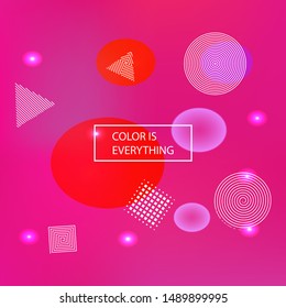 Inspiring colorful modern background. Vector illustration elements. Vibrant backdrop with colored bubbles and white shapes. Pink easy editable and soft painted banner template.