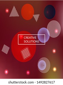 Inspiring colorful modern background. Vector illustration art. Dynamic backdrop with colored bubbles and white shapes. Red easy editable and soft painted banner template.