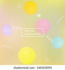 Inspiring colorful modern background. Vector illustration texture. Light backdrop with colored bubbles and white shapes. Yellow easy editable and soft painted banner template.