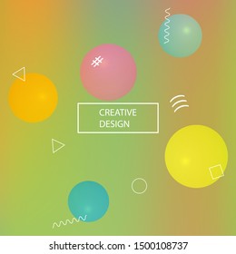 Inspiring colorful modern background. Vector illustration concept. Clean backdrop with colored bubbles and white shapes. Yellow easy editable and soft painted banner template.