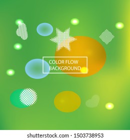 Inspiring colorful modern background. Vector illustration theme. Commercial backdrop with colored bubbles and white shapes. Green easy editable and soft painted banner template.