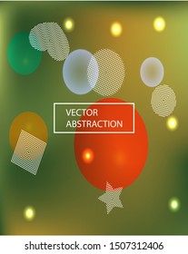 Inspiring colorful modern background. Vector illustration concept. Futuristic backdrop with colored bubbles and white shapes. Green easy editable and soft painted banner template.