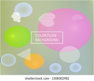 Inspiring colorful modern background. Vector illustration flyer. Creative backdrop with colored bubbles and white shapes. Green easy editable and soft painted banner template.