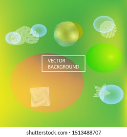 Inspiring colorful modern background. Vector illustration space. Liquid backdrop with colored bubbles and white shapes. Green easy editable and soft painted banner template.