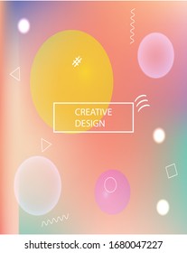 Inspiring colorful modern background. Vector illustration vintage. Flat backdrop with colored bubbles and white shapes. Yellow easy editable and soft painted banner template.