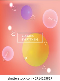 Inspirador entorno moderno y colorido. Elementos de ilustración de vectores. Fondo futurista con burbujas de colores y formas blancas. Plantilla de banner amarillo fácil de editar y pintado en blanco.