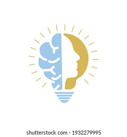 an inspiring combination of silhouettes of brain faces and lights