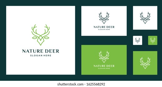 Inspiring deer and leaf design logos