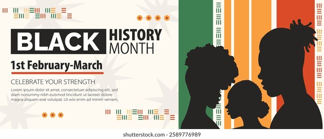 An inspiring design for Black History Month featuring silhouettes and a motivational message, perfect for community events.