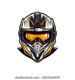 An inspiring and empowering motocross logo helmet vector clip art illustration, representing the determination and fearlessness of motocross riders, perfect for motivational materials, team logos, and