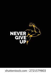 An inspiring flat vector illustration conveying the powerful message to 'never give up,' symbolizing resilience and determination.