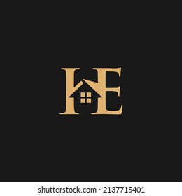 Inspiring home company logo designs from the initial letters HE logo icon. -Vectors

