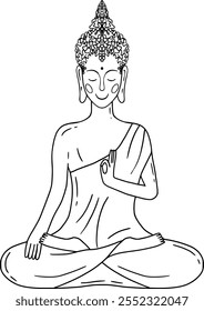 An Inspiring Illustration of a Serene Buddha Statue, Perfect for Mindfulness and Meditation Practice