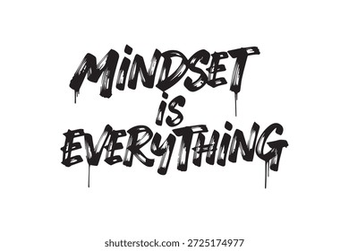 A imagem inspiradora com a frase mindset é tudo em negrito, preto, fonte angustiada em um fundo branco limpo