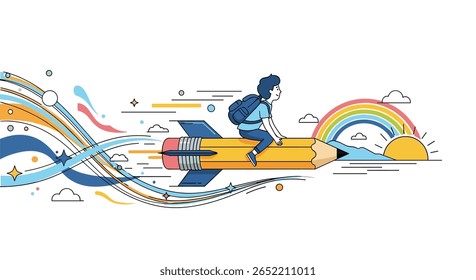 Inspiring Journey of Imagination and Learning Through the Power of a Flying Pencil Rocket Towards a Bright Future