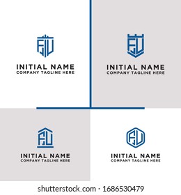 Inspiring logo design Set, for companies from the initial letters of the FU logo icon. -Vectors