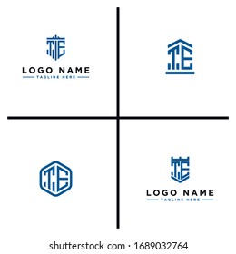 Inspiring logo design Set, for companies from the initial letters of the TE logo icon. -Vectors