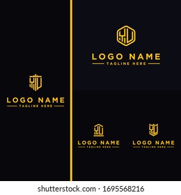 Inspiring logo design Set, for companies from the initial letters of the YU logo icon. -Vectors