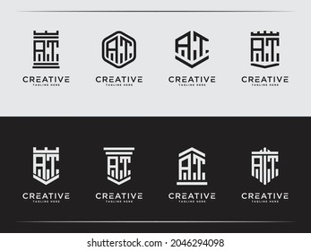 Inspiring logo design Set, for companies from the initial letters of the AT logo icon. -Vectors