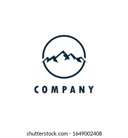 Ein inspirierendes Logo: ein Berg kombiniert mit einem eleganten Kreis. Dieses Logo eignet sich für Business, Outdoor etc.