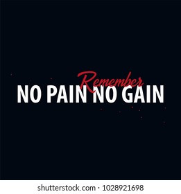 Inspiring motivation quote. No pain no gain. Slogan t shirt. Vector typography poster design concept