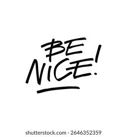 An inspiring phrase Be nice graphic promoting kindness and positivity, perfect for social media sharing or prints to spread good vibes