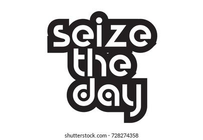 inspiring quote seize the day suitable as a postcard with bold text and beautiful typography