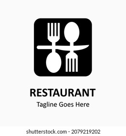 Inspiring restaurant vector logo. Abstract creative logotype. cutlery icon in a box. Classic, vintage and modern logo illustration. Business company logo template.