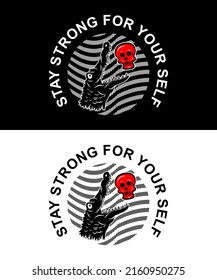 Inspiring t-shirt designs and quotes.
Vector design with the inscription Stay Strong For Your Self.
Can be printed on t-shirts, mugs or other media.
