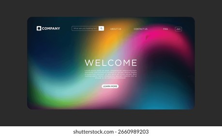 Modelo de site inspirador com cores vibrantes para o conceito moderno de design de página inicial de negócios