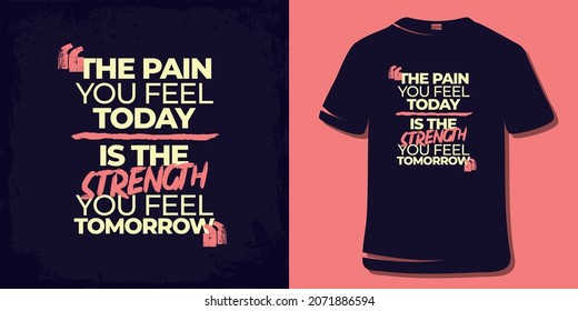 Inspirador entrenamiento y fitness Gym Motivation Cita Ilustración Camiseta. Afiche de fondo de escritorio Grunge con tipografía de vectores deportivos fuertes creativos. Cita motivacional. 