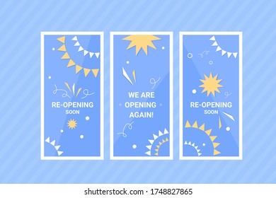 insta story re-opening template set