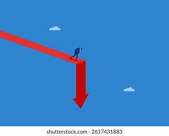 Instability, Businessmen Sad from Unstable Down Arrows