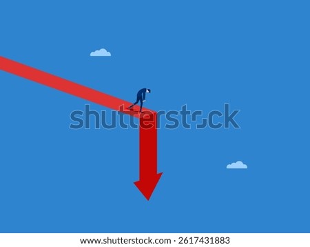 Instability, Businessmen Sad from Unstable Down Arrows