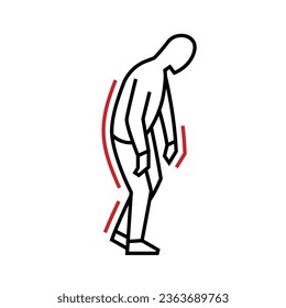 Postura inestable. El problema de la salud mental. Ilustración de línea delgada. Símbolo de contorno. Dibujo de esquema. Icono médico creativo en el estilo de contorno. Ilustración vectorial editable aislada en un fondo blanco.