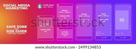 Instagram Business Social Media Marketing Layouts. Safe Zone and Size Guide for post content