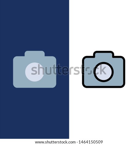 Instagram, Camera, Image  Icons. Flat and Line Filled Icon Set Vector Blue Background. Vector Icon Template background
