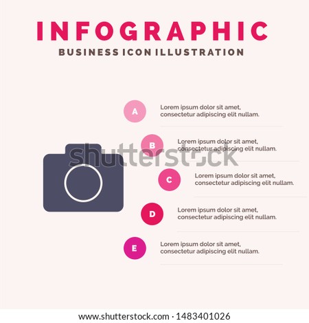 Instagram, Camera, Image Solid Icon Infographics 5 Steps Presentation Background