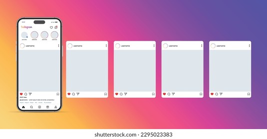 Instagram carousel or slide pages interface post vector mockup