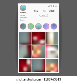 Instagram Concept. Social Media Interface. Photo Frame Vector For Application. Web Template.