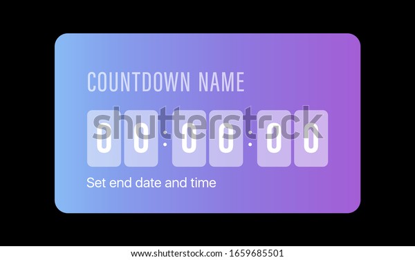 Instagram Countdown Timer. Social Media Sticker.\
Template Icon. User Interface Button. Stories. Vector Illustration\
On Black Background.\
IGTV
