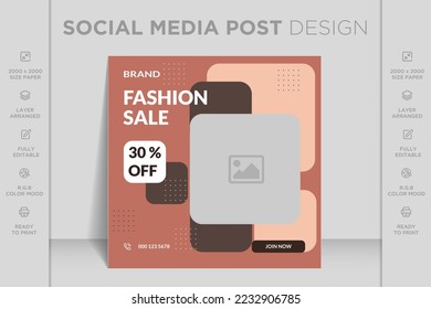 Instagram, Facebook and social media post web banner template for online fashion sale