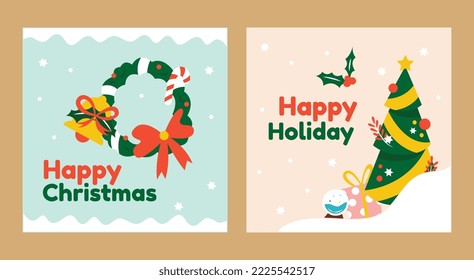 Plantilla de fuente de Instagram Ilustración vectorial de conjunto de Navidad 