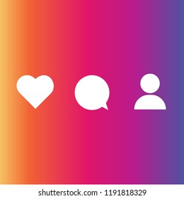 Instagram feedback icon vector. Instagram heart, comment and follow symbol. Linear style sign for mobile concept and web design. Feedback symbol illustration. Pixel vector graphics - Vector.