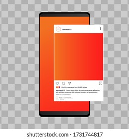 Instagram frame or post interface. Social media photo frame template. Stories. Social media interface vector illustration.