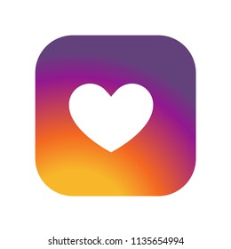 Instagram heart icon  on gradient color background vector icon. Simple element illustration.Instagram heart  on gradient color background symbol design. Can be used for web and mobile.